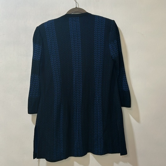 MIN WANG  WOMENS HEAVYWEIGHT CARDIGAN BLACK BLUE LONG SLEEVE SIZE SMALL - Picture 2 of 15